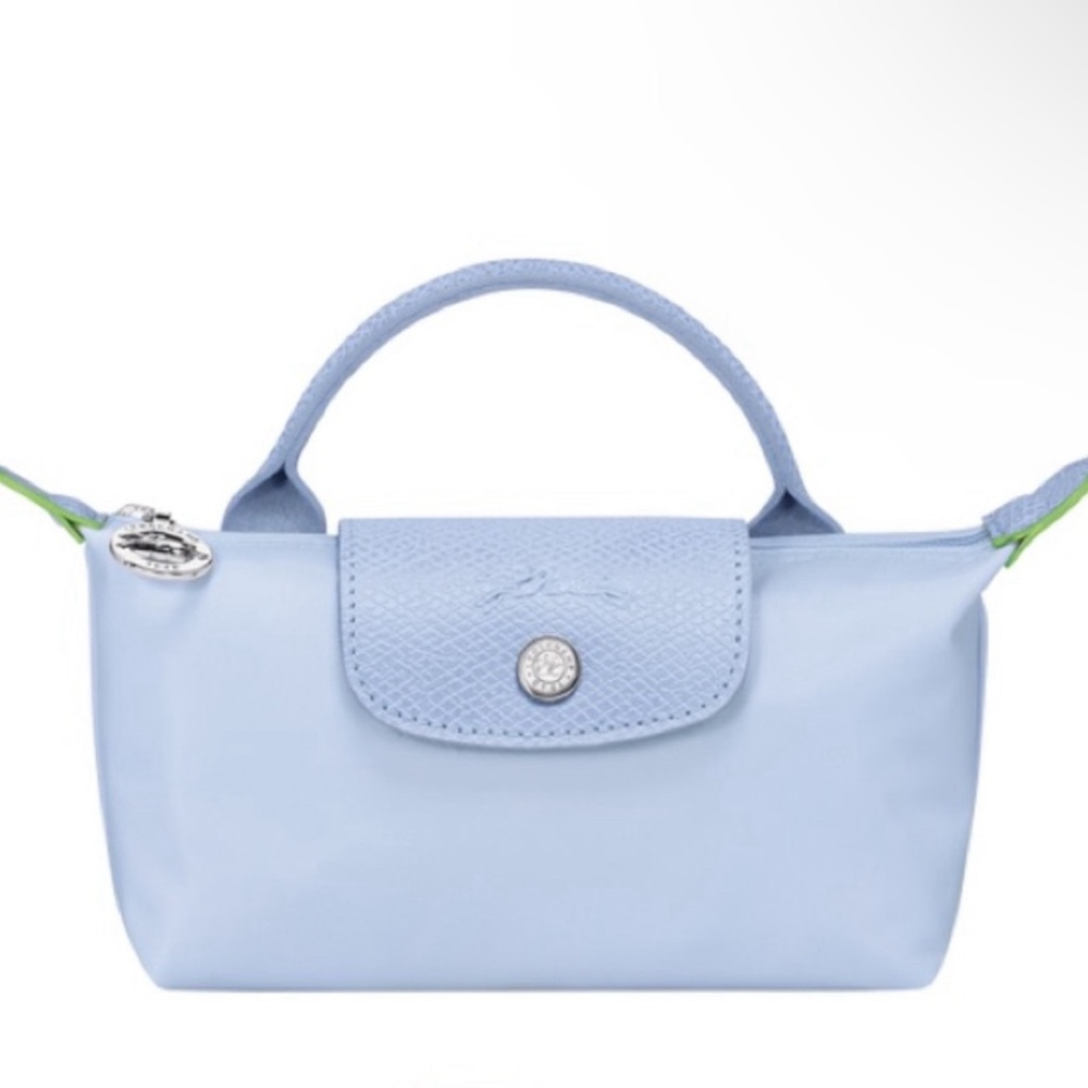 LONGCHAMP Mini Le Pliage Pouch + Strap - Sky Blue -